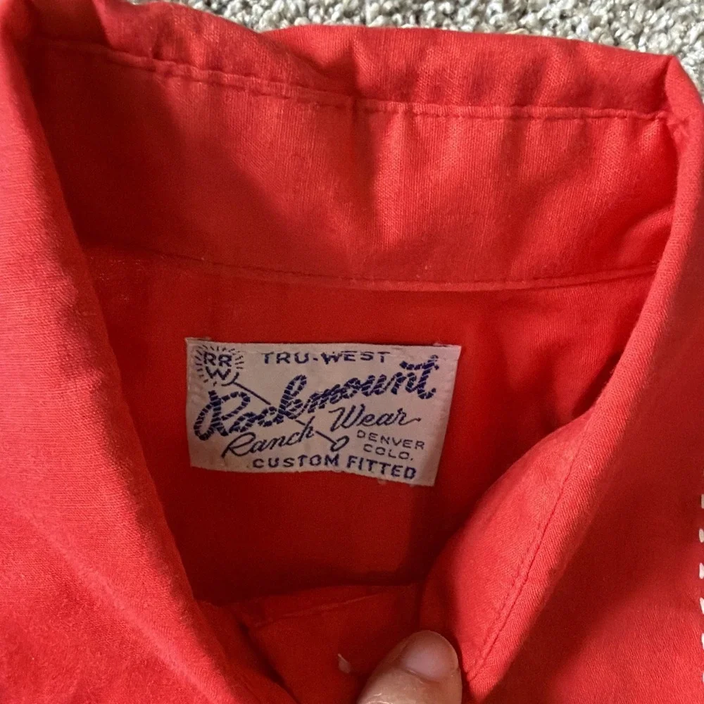 Vintage Pearl Snap Shirt Rockmount Ranch Wear Measure unisex small RED - Picture 6 of 16